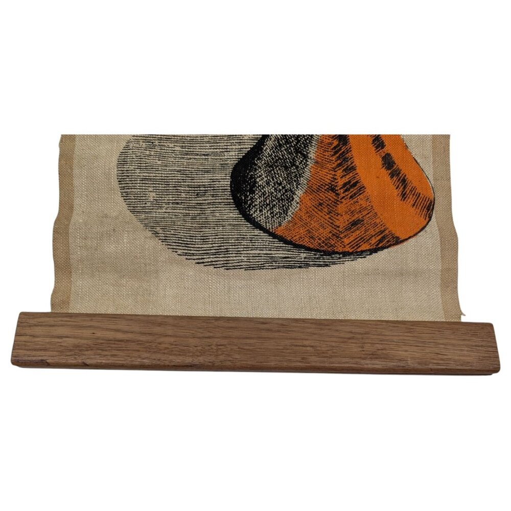 Mid Century Modern Silkscreen Scroll Tapestry Instrument On Linen MCM Horn *READ - Picture 12 of 15